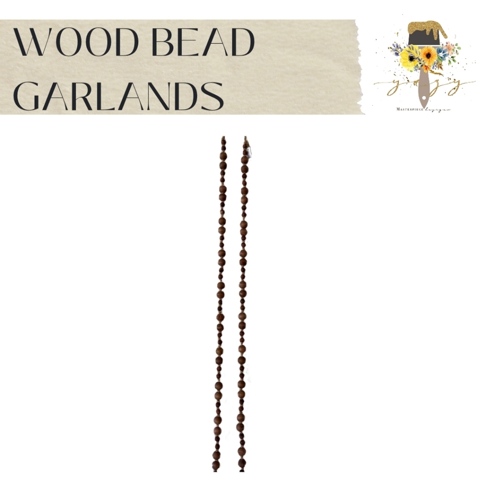WOOD BEAD GARLANDS, 4 Feet Brown (x2)